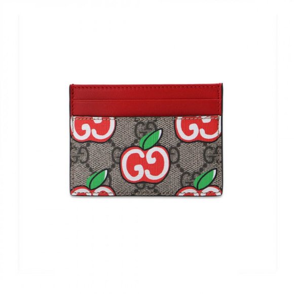 Gucci GG Apple Print Card Case in Tan - Picture 1 of 2